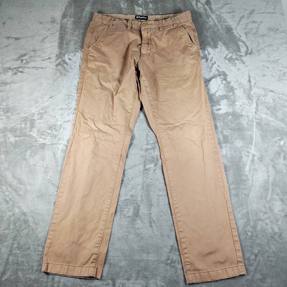 Barbour Pants Mens 32x28.5 Brown Khaki Chino Straight Leg Cotton Flat Preppy